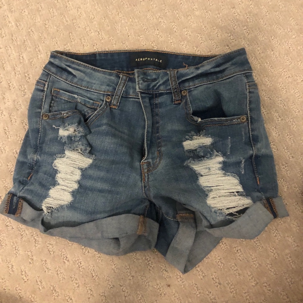 Ripped jean shorts